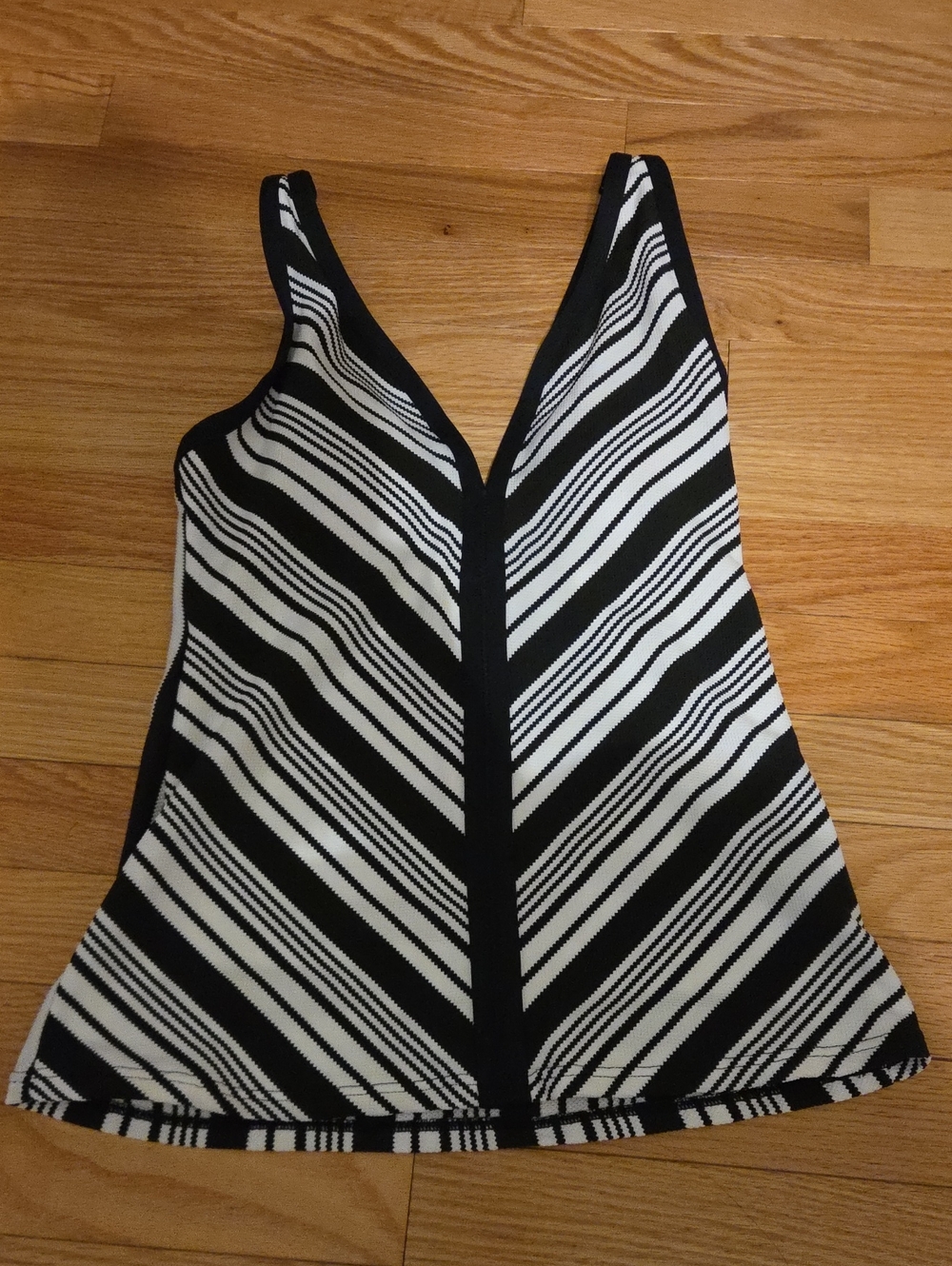 Anne Cole Black & White V-Neck Chevron Stripe One-Piece